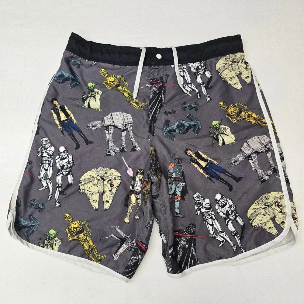 Star Wars Mens Swim Trunks Gray Mesh Lined Shorts 2XL Darth Vader Beach Summer